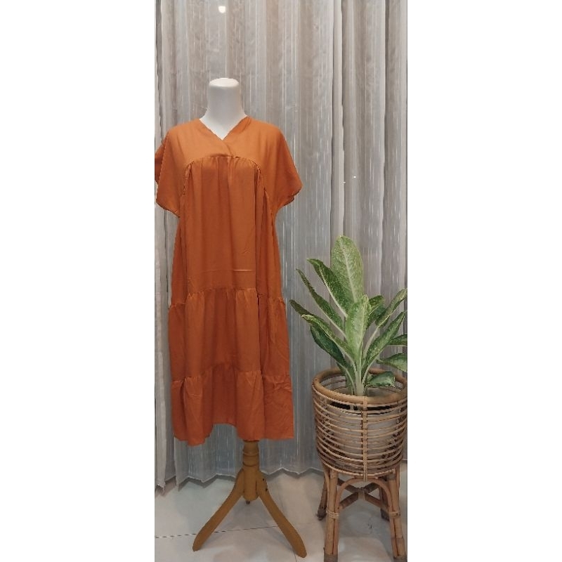 Daster Pendek Lengan Pendek Busui Polos Rayon Kanzia Home Dress Kekinian