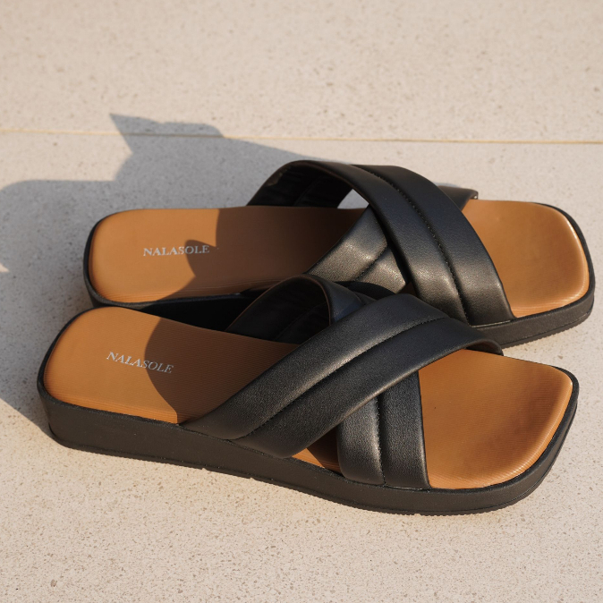 NALASOLE - JANE Sandal Platform Wanita 3 cm - BLACK/PINK FUSCHIA/GREEN