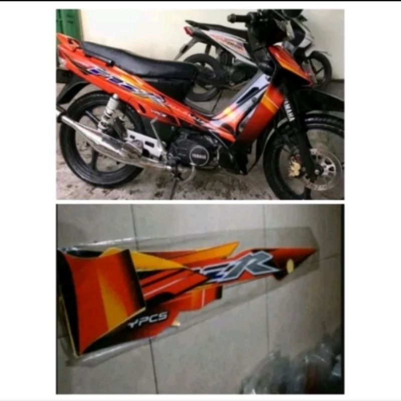 Striping stiker Yamaha Fiz R 2003 hitam orange