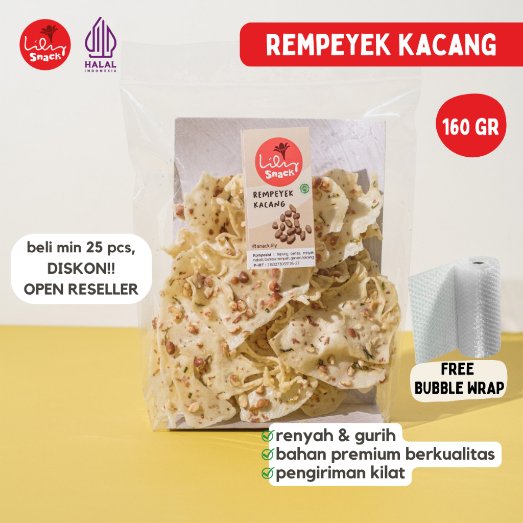 

REMPEYEK KACANG / RENYAH GURIH NIKMAT DAN PASTI NAGIH / TERBUAT DARI BAHAN PREMIUM PILIHAN TIDAK AMIS