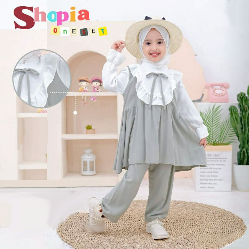 Shophia Set Kids 2in1 Setelan Anak Perempuan Tanggung l Stelan Casual Daily Cringkle Premium Fashion Terlaris