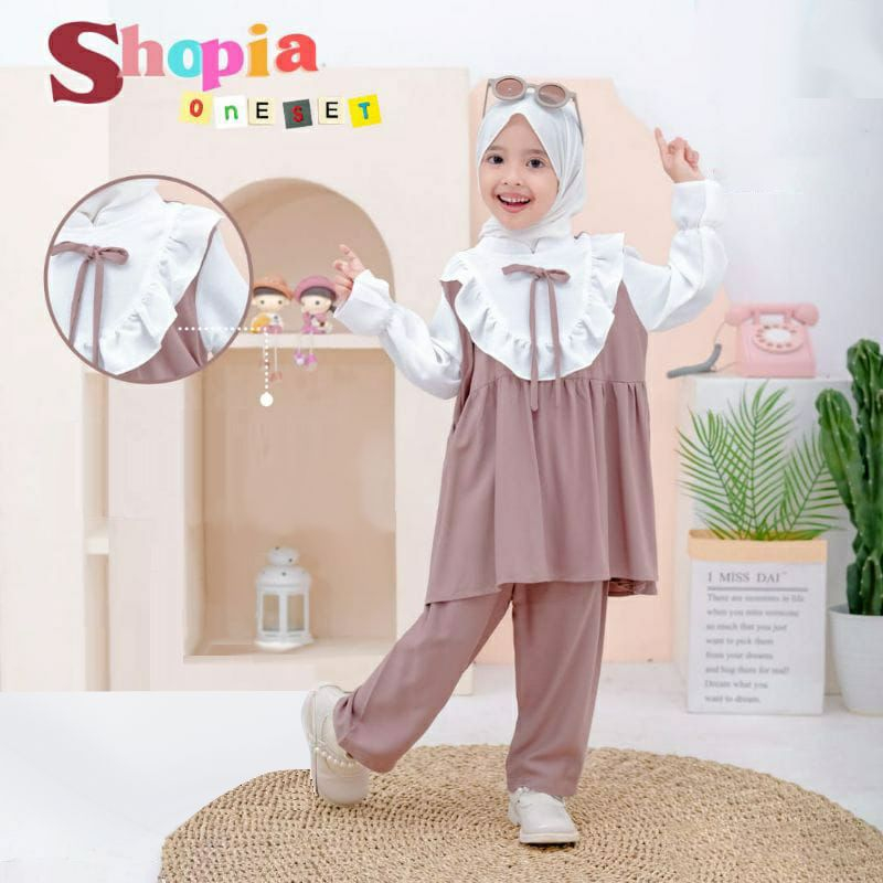 Shophia Set Kids 2in1 Setelan Anak Perempuan Tanggung l Stelan Casual Daily Cringkle Premium Fashion Terlaris