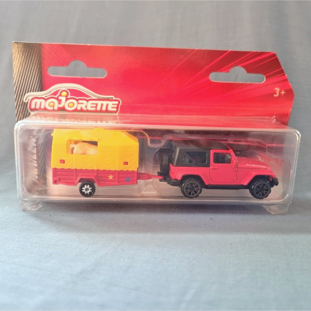 Diecast Majorette Trailer mobil Rubicon Red Horse Trailer