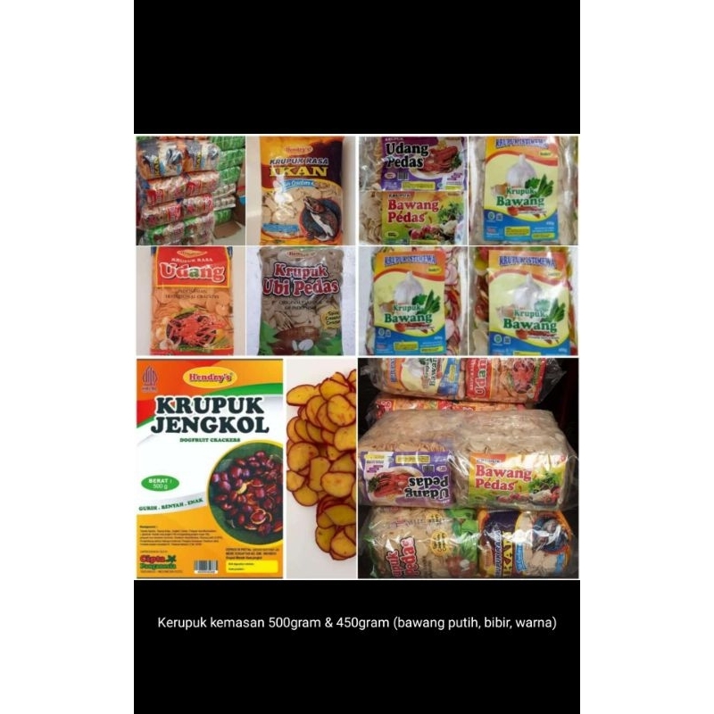 

Kerupuk Hendry 500 gram & 450 gram (bawang putih, bawang bibir, bawang warna-warni)