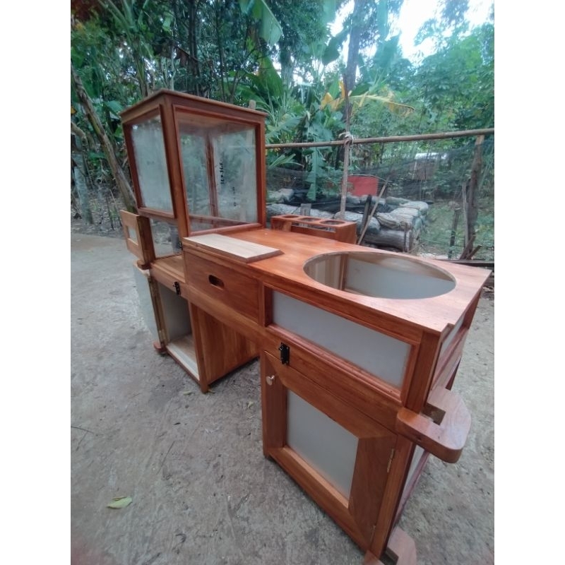 gerobak motor jualan keliling bahan kayu jati