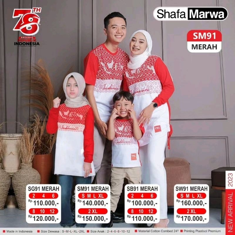 Kaos Bunda SHAFA MARWA 91 MERAH PUTIH