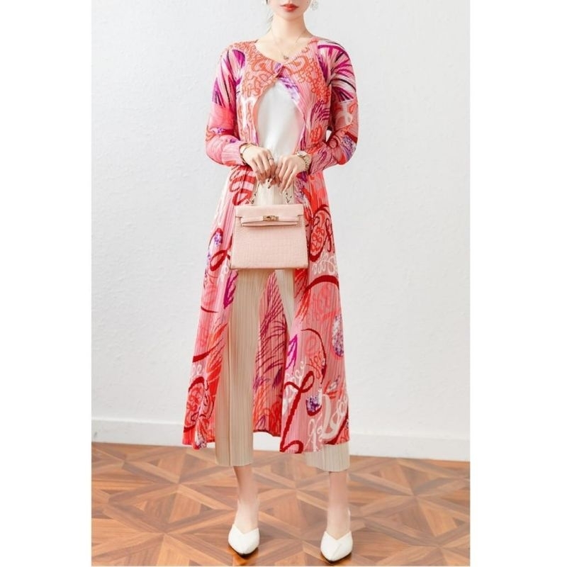 24470 Baju outer cardigan luaran PLEATS CARDIGAN lengan panjang Korea Korean look wanita premium imp