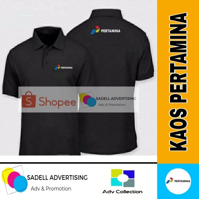 Kaos Pertamina Kaos Polo Pertamina Hitam Lengan Pendek Pria Bordir