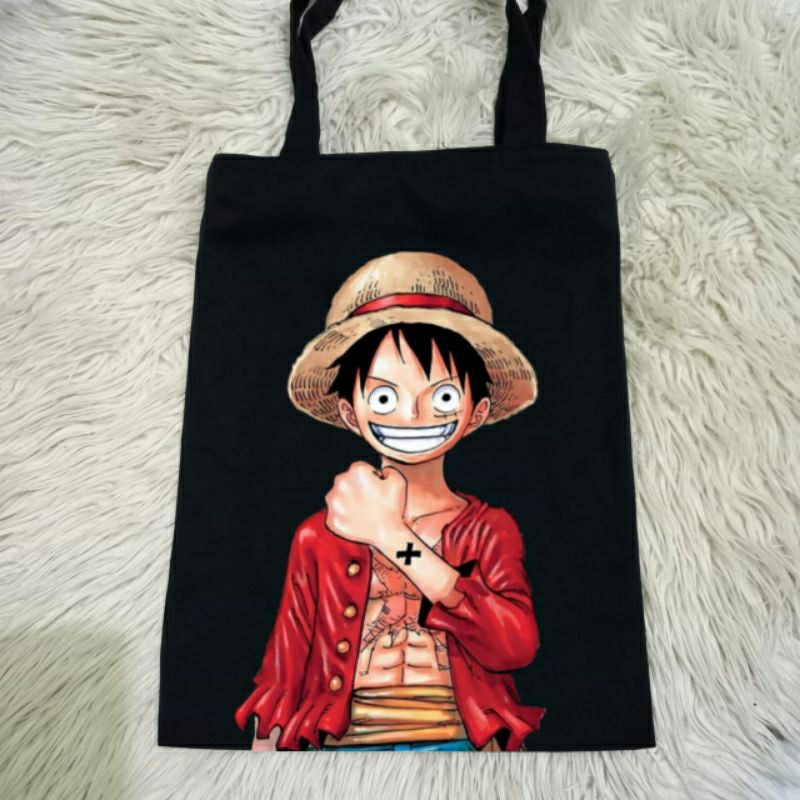 TOTE BAG ONE PIECE/TOTE BAG ANIME/TOTE BAG MURAH/TOTE BAG KANVAS TEBAL/TAS LAPTOP/TAS BELANJA - ONE 