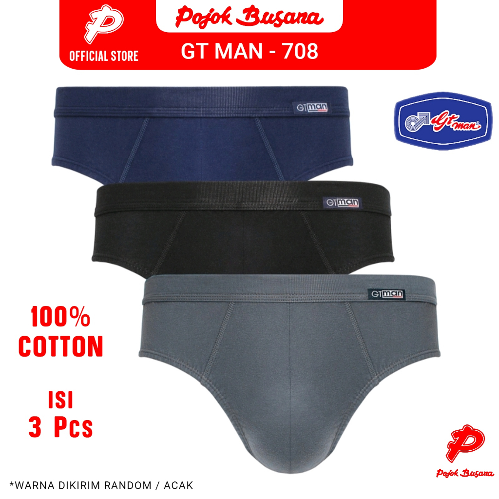 Pojok Busana Celana Dalam Pria GT Man 708 Mini Spandek &amp; GT Man GMX - 1 Pack isi 3 Pcs Multicolour  - 1 Pack isi 3 Pcs Multicolour - Mens Underwear GT Man 708