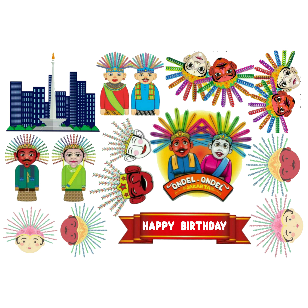 

TOPPER CAKE CUSTOM TOPPER ULANG TAHUN TOPPER ULTAH / HIASAN KUE ONDEL-ONDEL