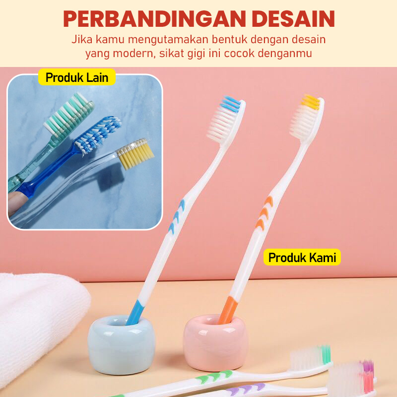 Sikat Gigi Dewasa 1 set Isi 10 Pcs Sikat Gigi Lembut / Sikat Gigi Warna / Travel Toothbrush Murah - V8A1-4
