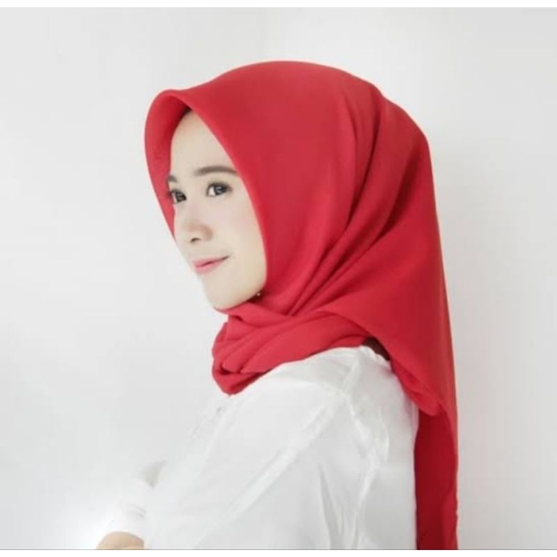 Jilbab segi empat merah cabe saudia exclusive