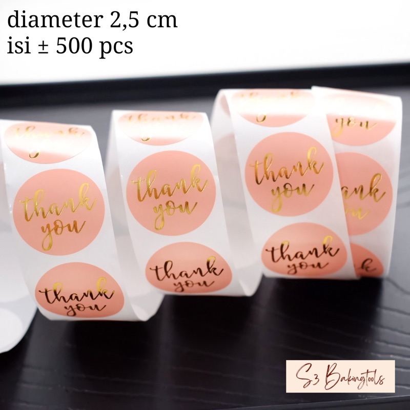 

Sticker label thank you salem gold diameter 2,5 cm isi 500 pcs
