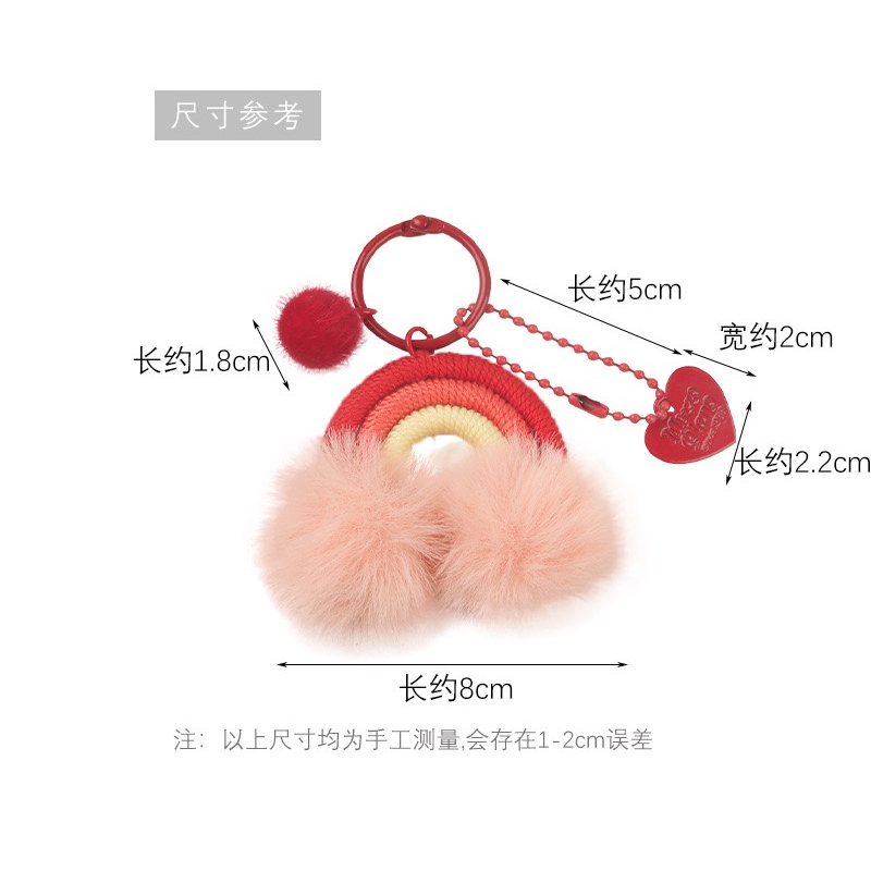 Mores Bag Charm Aksesoris Gantungan Kunci Tas Bentuk Pelangi Macrame Plush Doll Pendant Pom Pom Rainbow Pastel Import Lucu