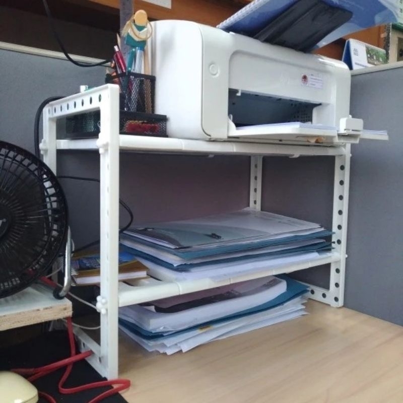 Rak Printer Meja Laptop Rak Besi Buku Kertas Dokumen Box File Stand Kantor Belajar Bookshelf Dekoras