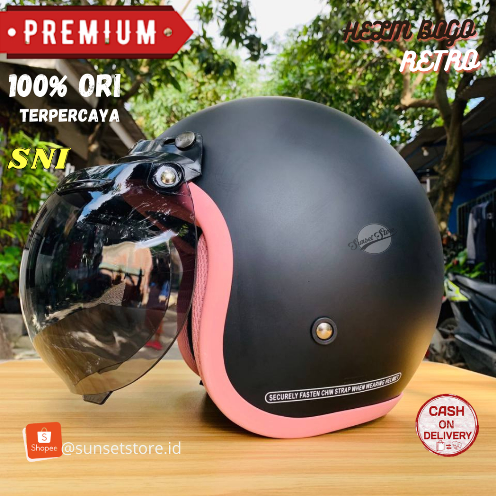 Helm Wanita Bogo Hijab Sni Retro Injak Ori