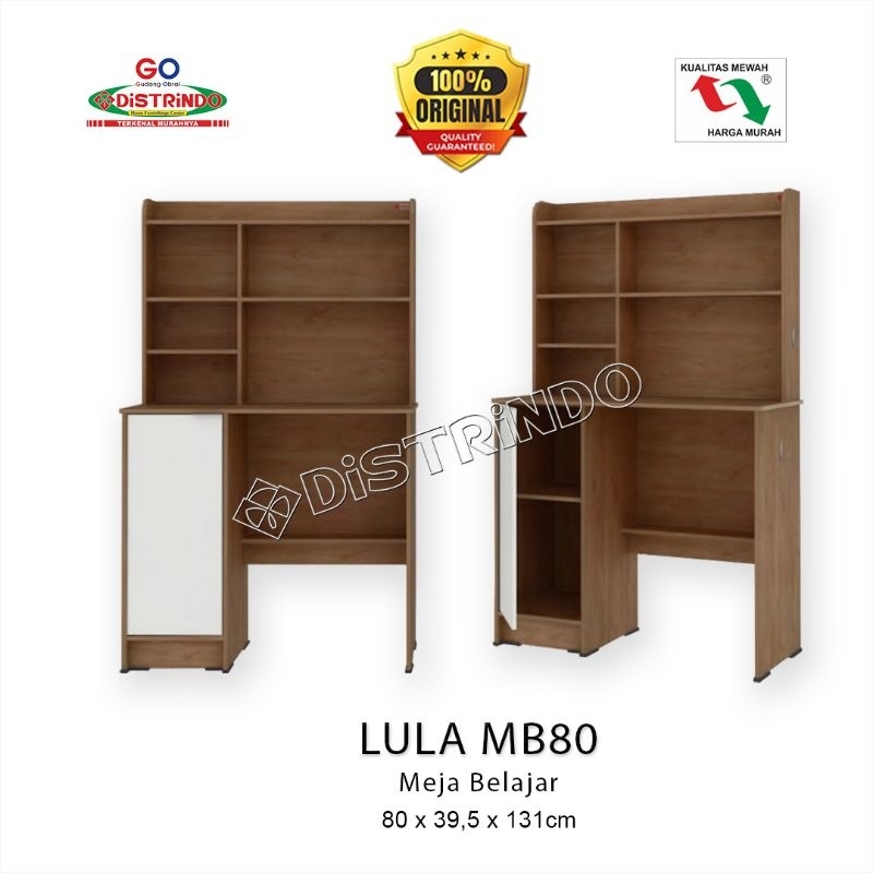 Meja Belajar Anak Minimalis dengan Lemari dan Rak Ukuran 80cm