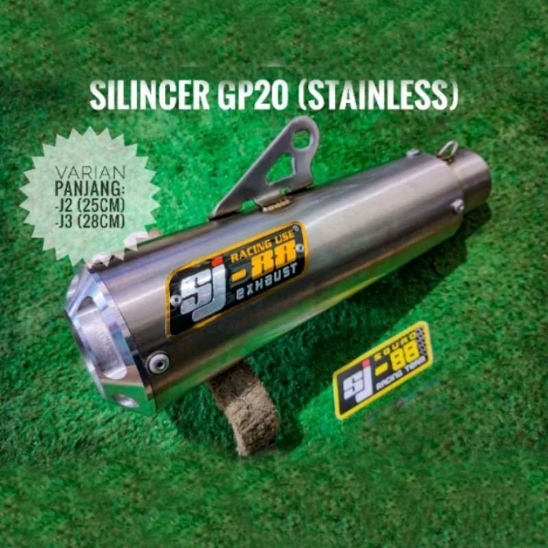 Slincer Knalpot SJ88 GP20 J1 J2 J3 Polos Stainless 20cm 25cm 28cm Original