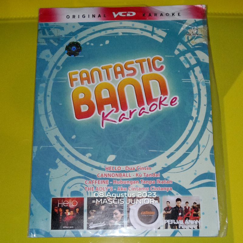 VCD FANTASTIC BAND KARAOKE . TDC HELLO CANNONBALL CAFFEINE THE ADLY'S THE RAIN AEROS APEL G WALI KER