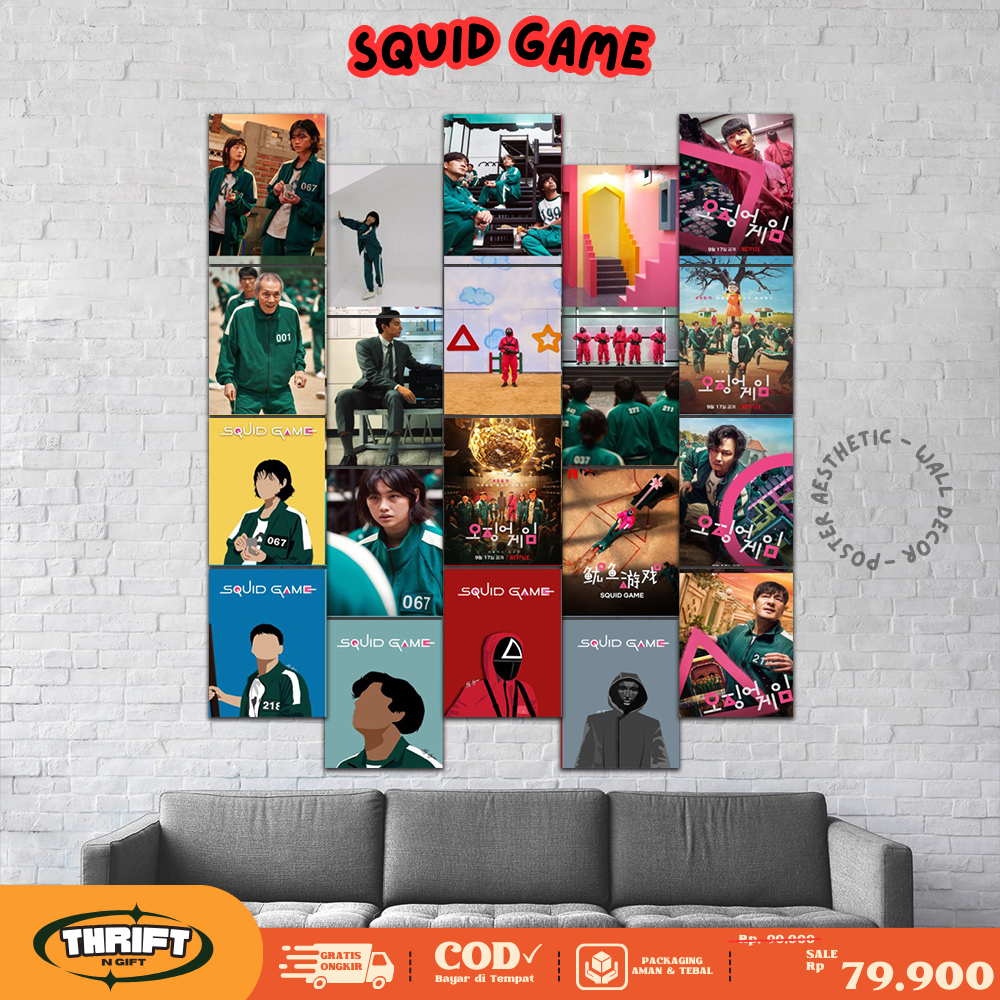 Dekorasi Kamar Aesthetic / Poster Dinding / Poster Aesthetic Collage Wall - Tema Squid Game Series A