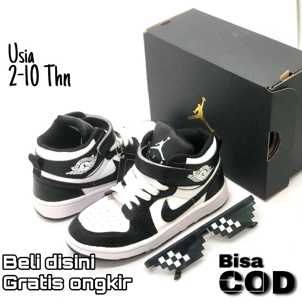 Sepatu anak hitam putih sneakers jordan ank laki lki dan perempuan