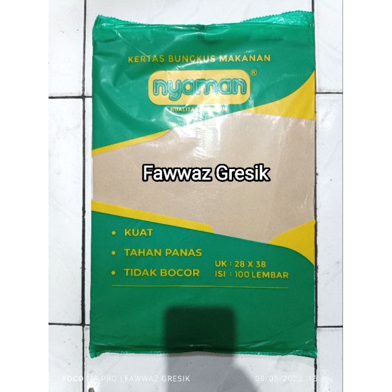

Kertas Nasi Coklat Warteg Uduk Minyak Laminasi Ukuran 28 x 38 cm isi 100 lembar