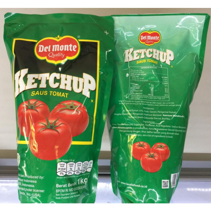 

Saus Tomat Ketchup Delmonte 1 kg Standing Pouch