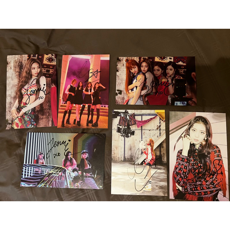 blackpink signed postcard & polaroid