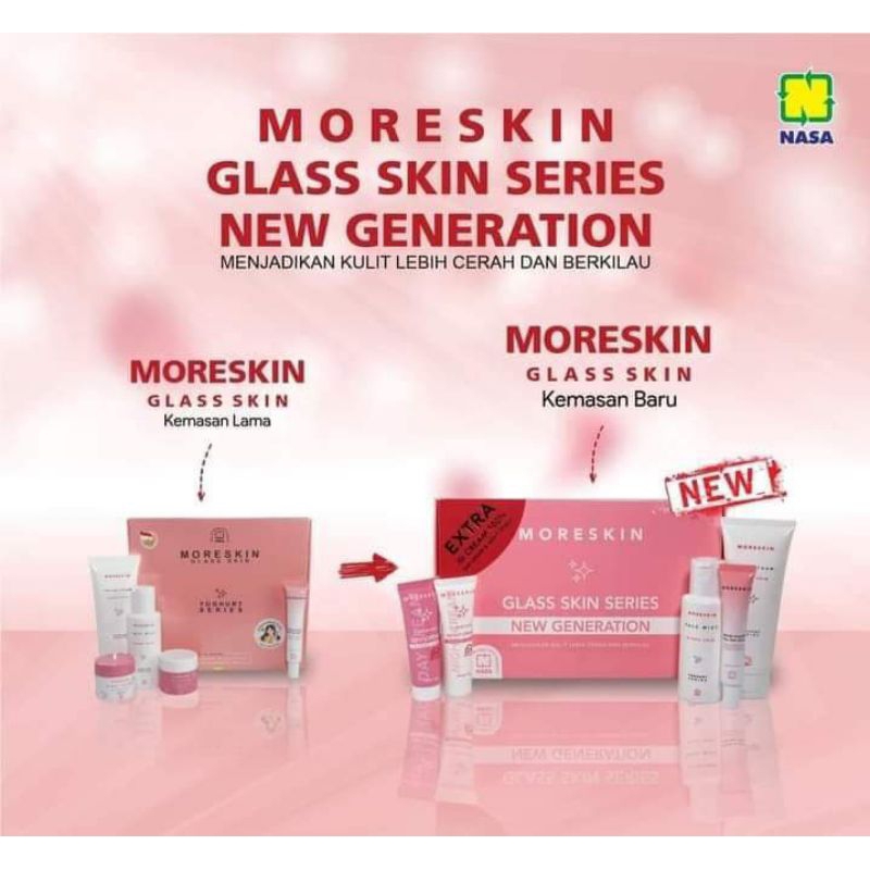 moreskin glaskin paket /GLASKIN/paket nasa/skincare moreskin/day cream/night cream/toner/facial wash