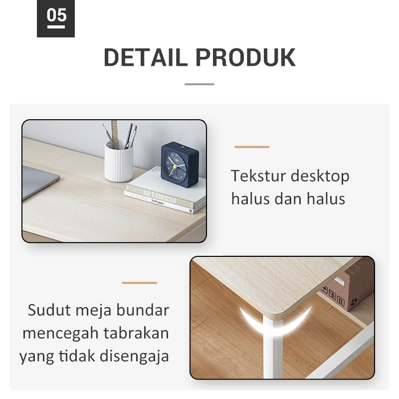 SAKULA Meja Belajar 120cm Meja kantor Meja komputer Meja Kamar Tidur Sederhana Dengan Rak Buku Table Computer Table Meja rias Meja Kerja-4