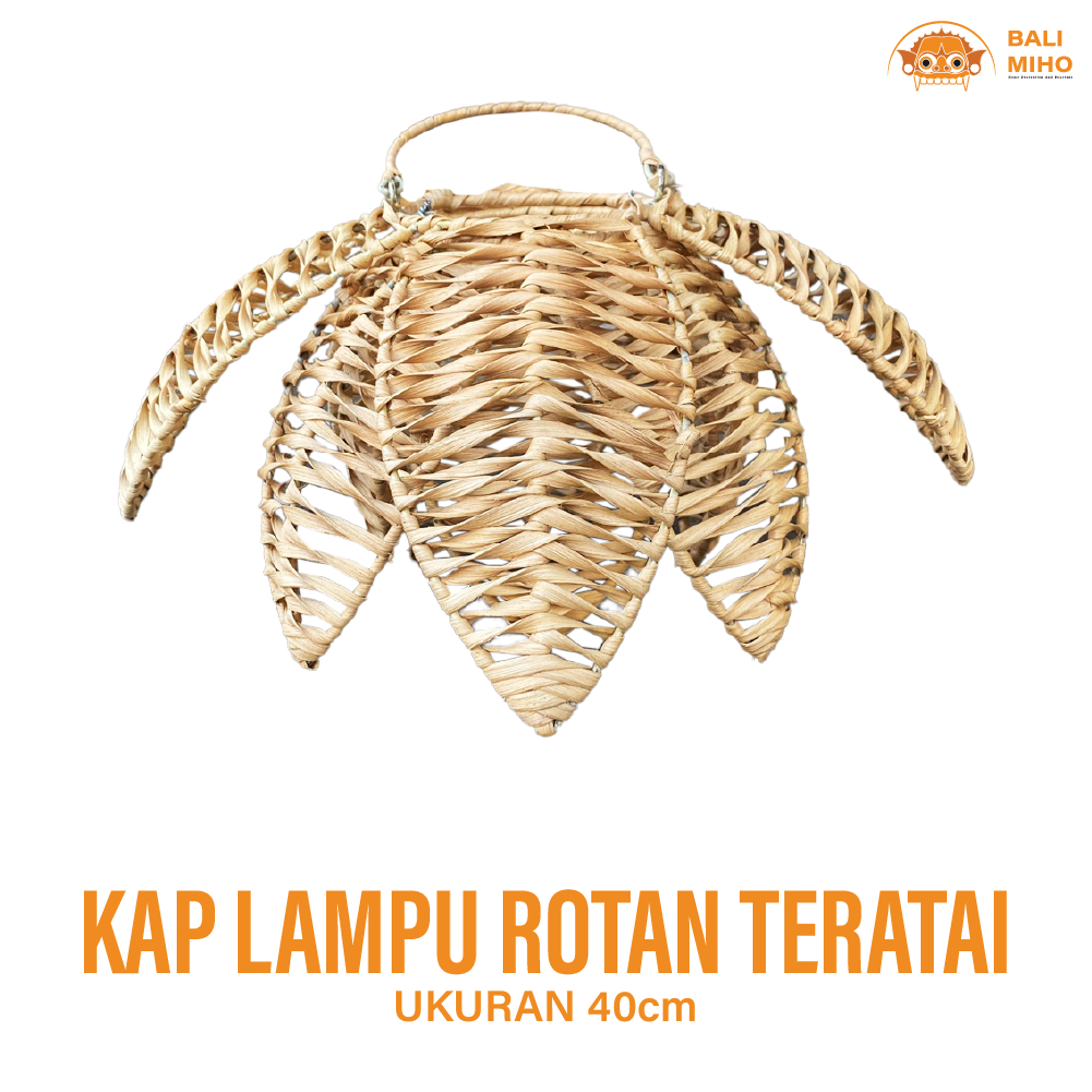 Kap Lampu Rotan Bunga Teratai 40 cm - Lampu Villa Bali - Kap Lampu Rotan Model Bunga - Kap Lampu Uni