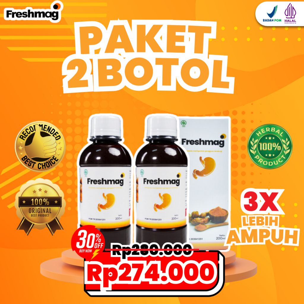 

PAKET 2 BOTOL FRESHMAG - CEGAH MAAG KRONIS