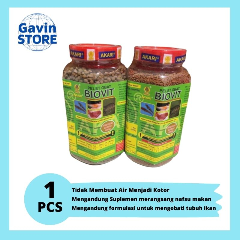 Akari Biovit 350gram Obat Pelet Pakan Ikan Hias Makanan Untuk Pengobatan Ikan