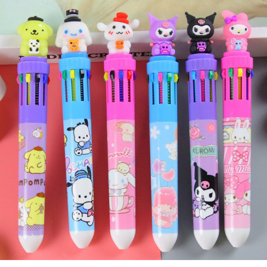 

Bolpoin Warna SANRIO 10 in 1 / Pulpen 10 Warna / Pena Warna 10in1 / Ballpoint Gel Pen Colorful