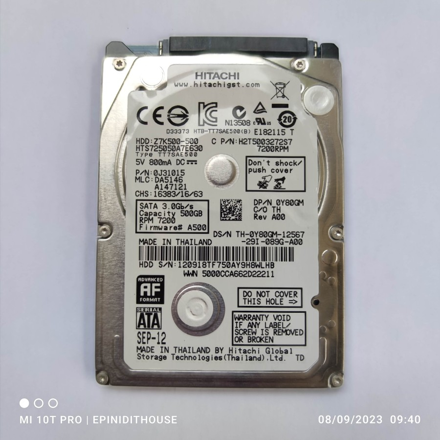 Hardisk 500 gb 7200 rpm slim hitachi hgst Laptop 2,5 inch normal bekas sentinel 100% tipis external 