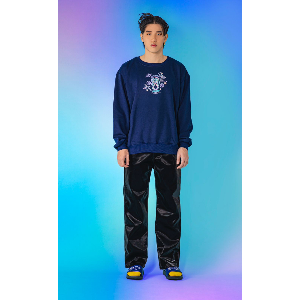 Thesilversky Neon Astro Navy Crewneck Sweater Premium