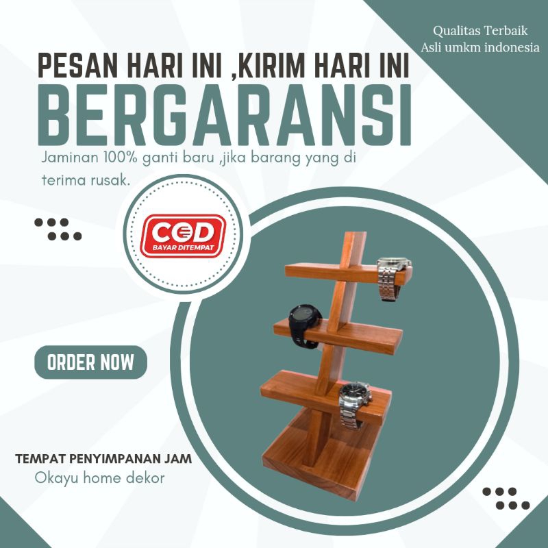 RAK KAYU HIASAN / RAK JAM TANGAN / RAK HOLDER KAYU / RAK DISPLAY KAYU / RAK PAJANAGAN JAM TANGAN / J