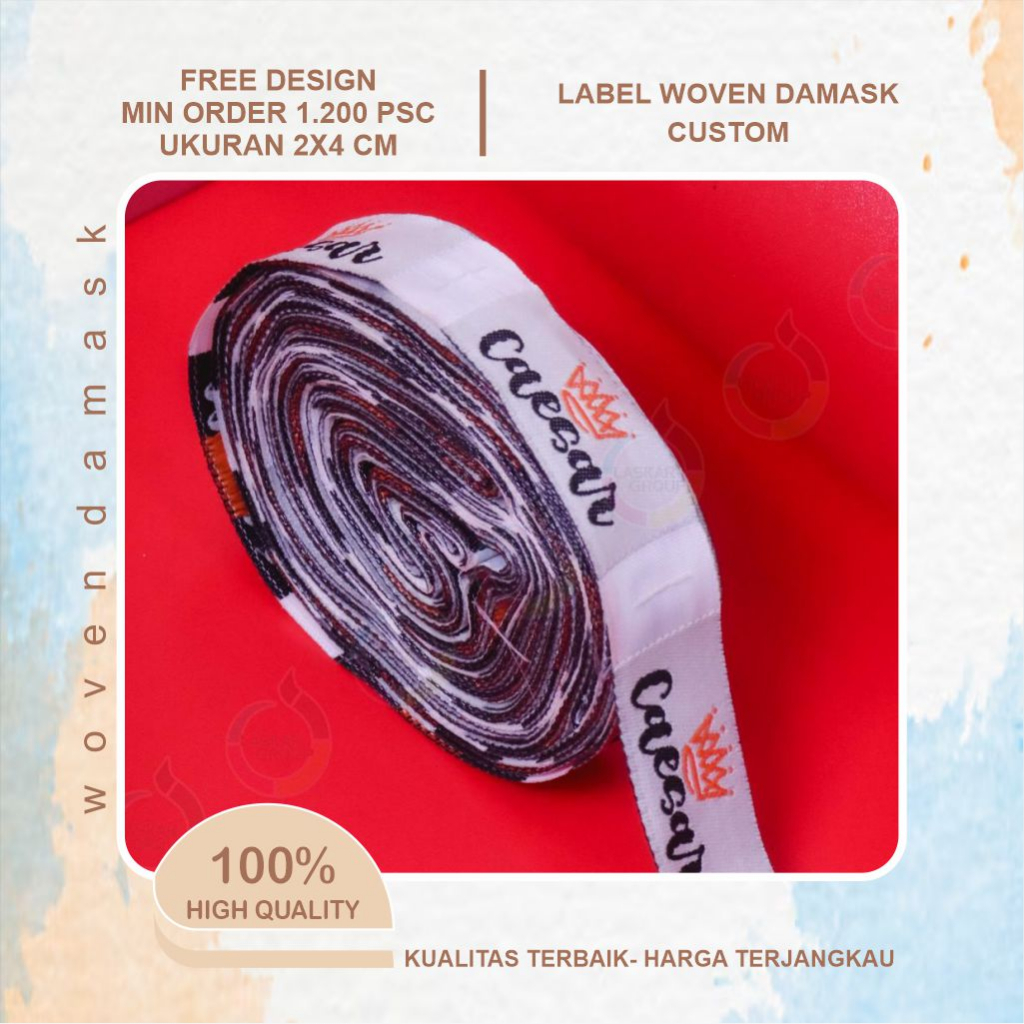 ukuran 2x4 cm/woven label/label woven baju/label woven size/label baju custom bordir