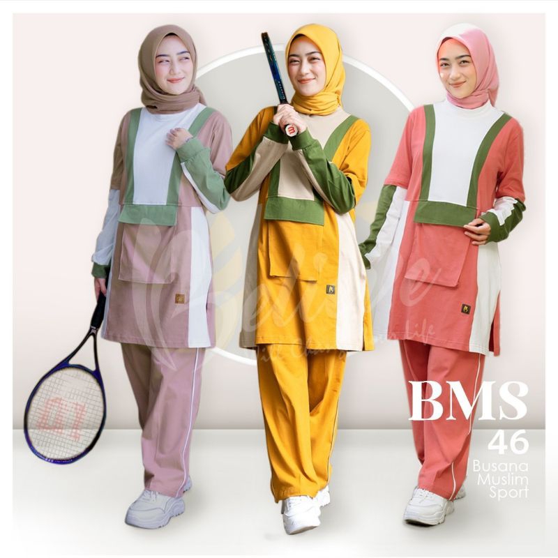 Believe Bms 46 Baju olahraga muslim sporty katun combed 20s ori
