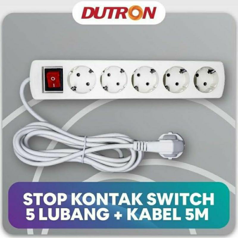 Stop Kontak Kabel Tembaga 5L 5M Dutron Terminal 5 colokan / 5 Lubang 5 Meter SNI DV-SKK-55