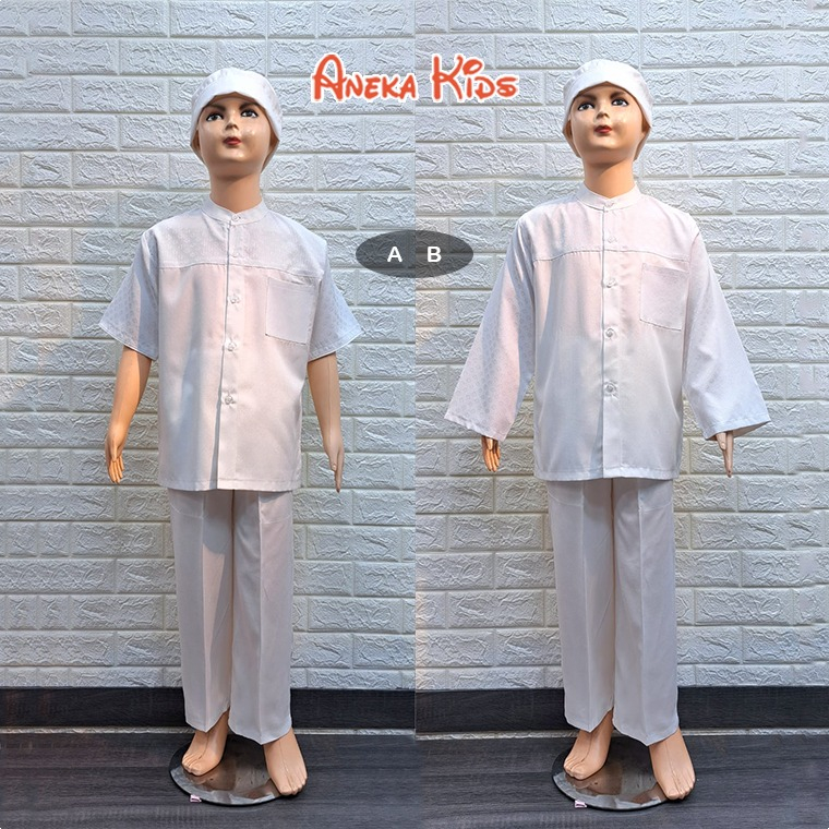 ALIF Setelan Muslim Koko Putih - BAJU KOKO ANAK