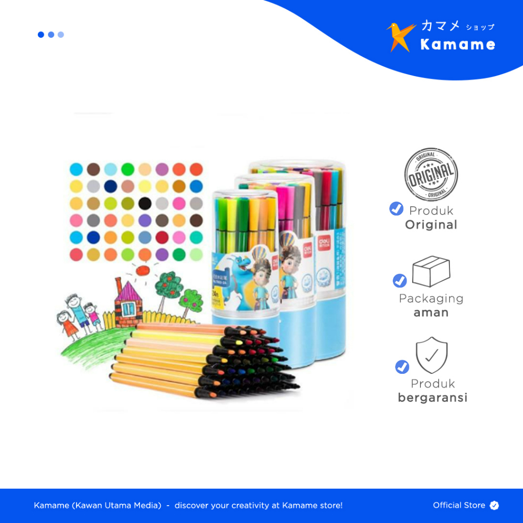 

Deli Felt Pen - Hexagonal Watercolor Marker Pen Spidol Warna 24/36/48 Warna 7060 - Kamame