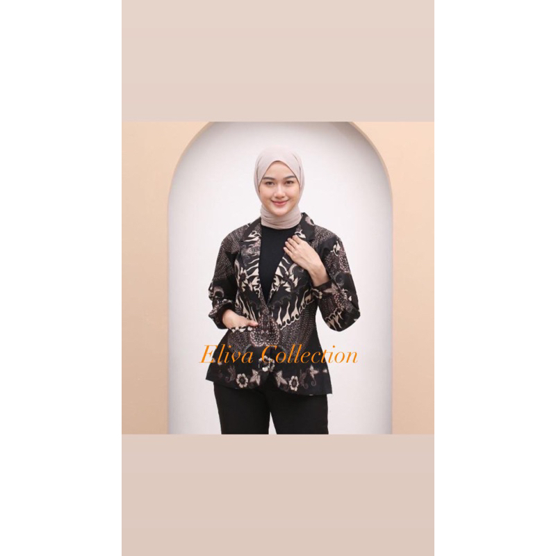Blazer batik wanita kantor - Atasan batik kerja wanita