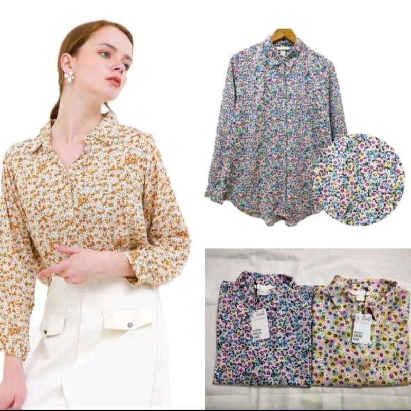 KEMEJA LENGAN PANJANG WANITA/KEMEJA LENGAN PANJANG H&M FLORAL/LONGSLEEVE SHIRT H&M