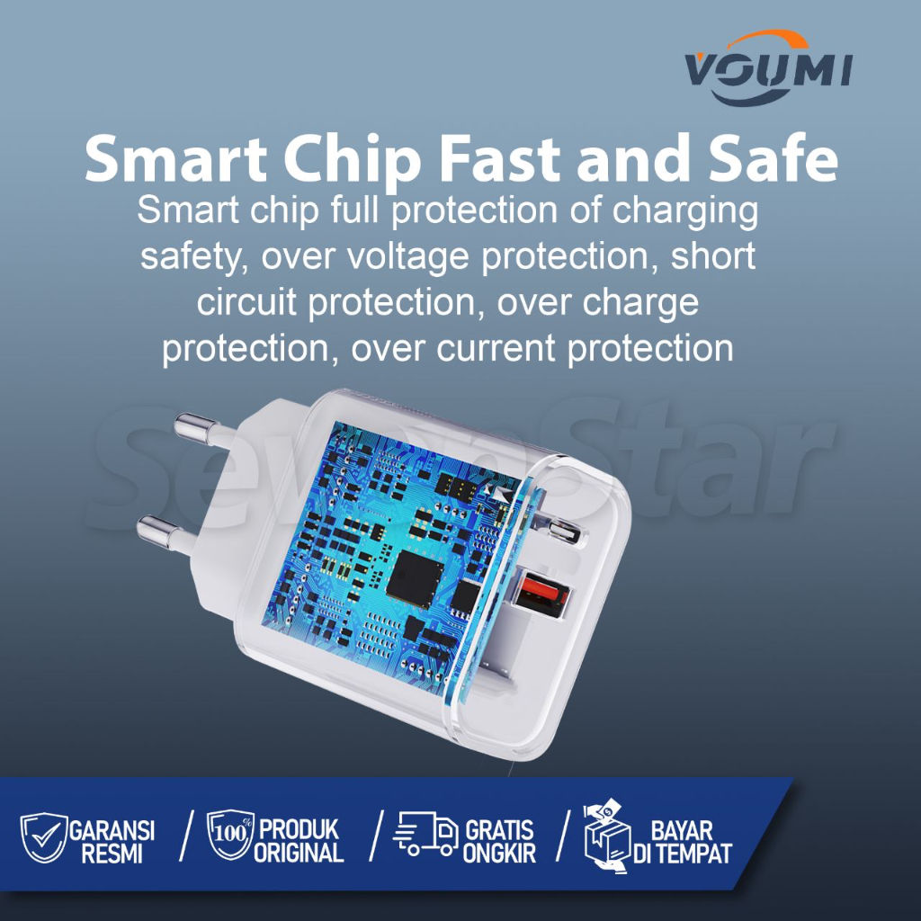 Charger Voumi Fast &amp; Safe 40W Power Quick Charger 3.0 Voumi V-010 Original Charging Voumi