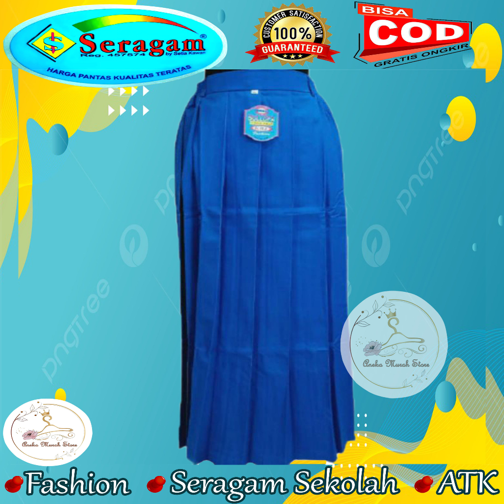 Rok Rempel Panjang Biru Benhur SD SMP SMA Merek Bullofa