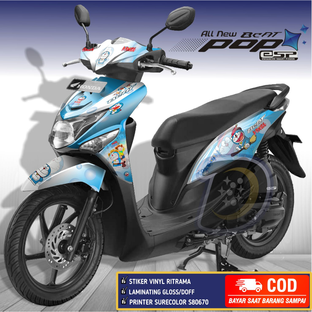 Decal Honda Beat Pop Striping Motor Beat pop Stiker Honda Beat Pop Doraemon