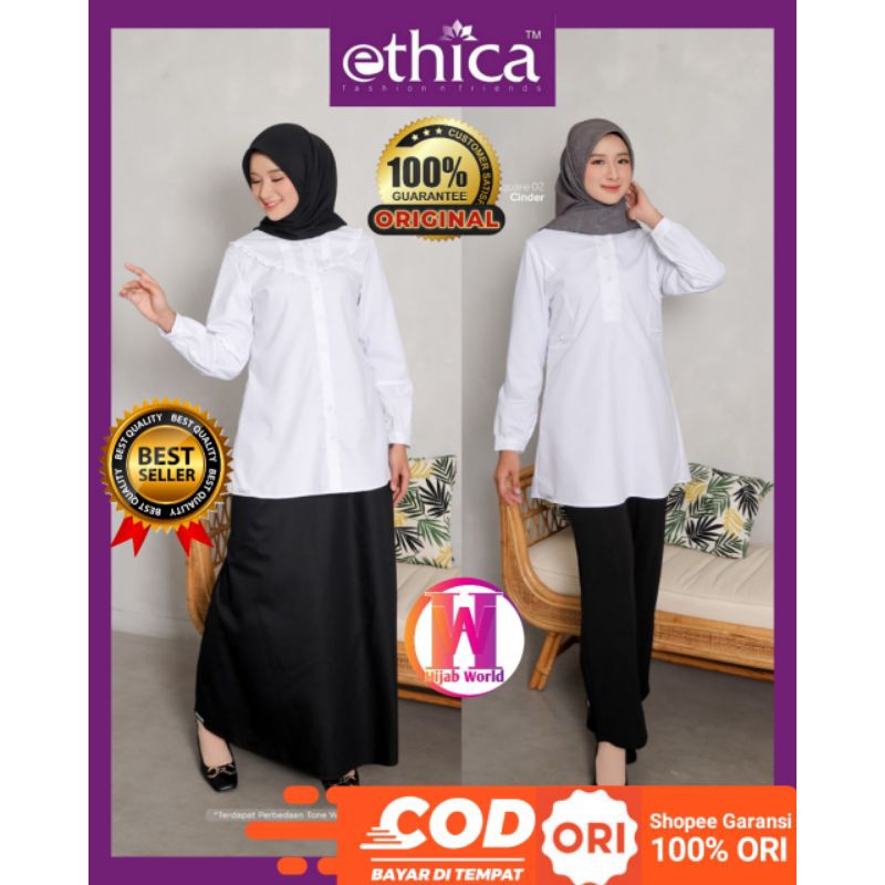 ETHICA Uniform 24 Baju Kerja Setelan Hitam Putih / Baju Dinas Putih Hitam / Baju PNS Putih Hitam / K