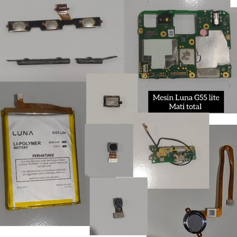 Mesin kamera speaker konektor cas baterai tombol sidik jari Luna G55 lite original copotan hp